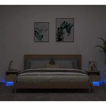 Noční stolek vidaXL Noční stolky s LED osvětlením 2 ks 40 x 39 x 37 cm [836811] Barva: dub sonoma