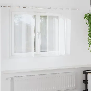 Roleta vidaXL Voile Záclona se záclonami 2 pcs Bílá 140 x 140 cm Polyester [4107982]