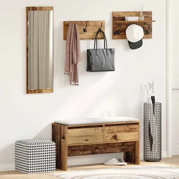 vidaXL Sestava nábytku do předsíně 4 pcs Staré dřevo kompozitní dřevo [871527]