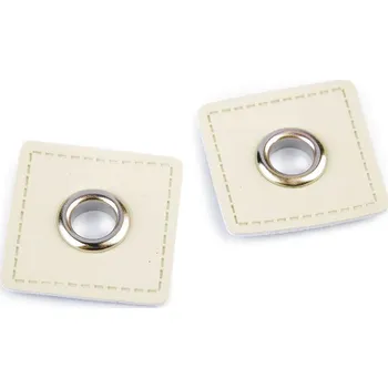 Průchodka s koženkovým čtverečkem k našití 8mm - krémová