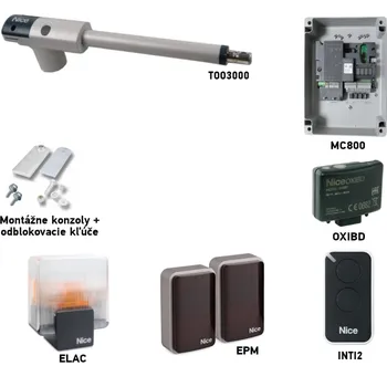 Pohon brány Sada pohonu NICE TOO TOO3000 pro jednokřídlou bránu - jedno křídlo 3m/300kg s příslušenstvím