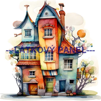 Látkový panel - Domečky - BAR-51 Velikost: 15x15cm, Materiál: Kočárkovina