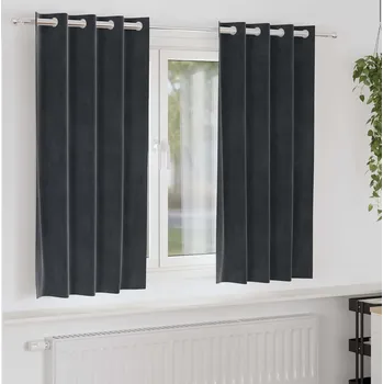 Roleta vidaXL Zatemňovací závěsy 2 pcs Tmavě šedá 140 x 175 cm samet [4107224]