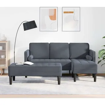 Pohovka vidaXL Set pohovek 2 pcs Tmavě šedá 173 x 131 x 67 cm samet [3329265]