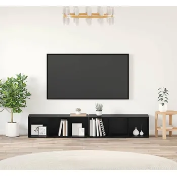 Obývací stěna vidaXL Sestava TV skříněk Nástěnný 2 pcs Černý dub 37 x 35 x 107cm [3393550]