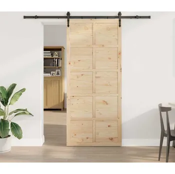 vidaXL Posuvné dveře Hnědá 80 x 208 cm Masivní borové dřevo [3381191]