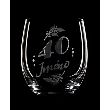 Sklenice Sklenka na whisky k 40 narozeninám - ručně ryté (broušené), dárková krabička