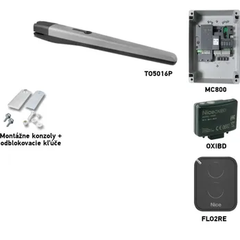 Pohon brány Sada pohonu NICE Toona 5016P pro jednokřídlou bránu s větším zatížením jednoho křídla 5m/800kg