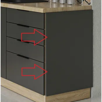 Kuchyňská linka blenda - boční panel š.55, v.82, Kaiser PAN820550, černý lesk