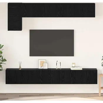 Obývací stěna vidaXL Sestava TV skříněk Nástěnný 5 pcs Černý dub kompozitní dřevo [3393196]