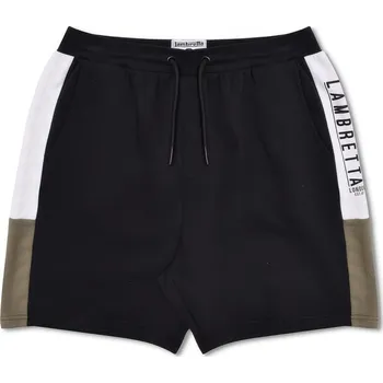 Lambretta Panel Fleece Jogger Shorts Khaki/Black/Wht X Large