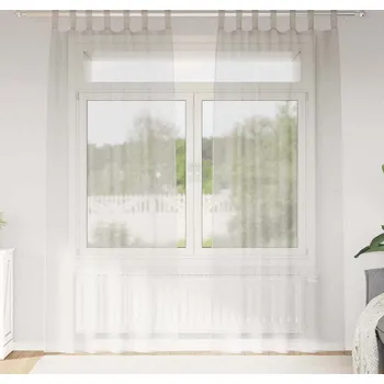 Stavebniny vidaXL Voile Záclona se záclonami 2 pcs Krémová 245 x 140 cm Polyester [4108040]