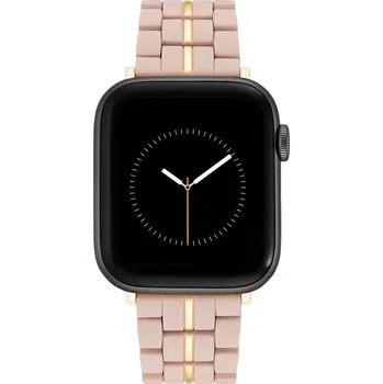 Příslušenství k chytrým hodinkám Nine West řemínek růžový se zlatým proužkem uprostřed, pro Apple Watch 42-45mm