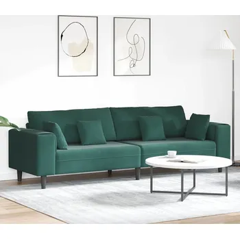 Pohovka vidaXL Sametová pohovka s polštářem Tmavě zelená 208 cm samet [3335155]