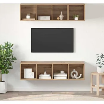 Obývací stěna vidaXL Sestava TV skříněk 3 pcs Artisanový dub kompozitní dřevo [3393413]