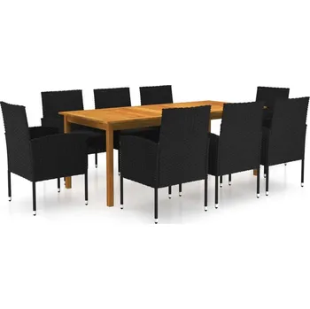 Zahradní sestava vidaXL 9dílný zahradní jídelní set [3067931] Barva: Černá