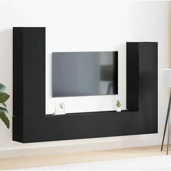 Televizní stolek vidaXL Sestava TV skříněk Nástěnný 6 pcs Černý dub kompozitní dřevo [3333060]