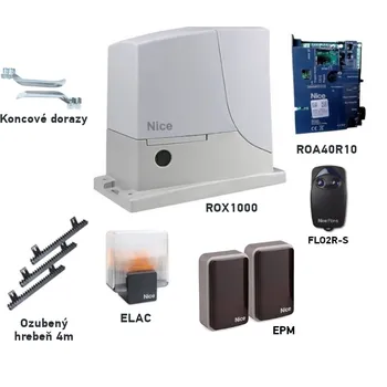 Pohon brány Sada pohonu pro posuvné brány do 1000 kg NICE Rox ROX1000 (F)