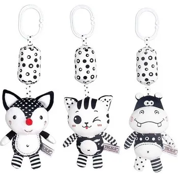 Chrastítko pro novorozence, vysoce kontrastní černobílá dětská hračka, závěsná plyšová hračka do