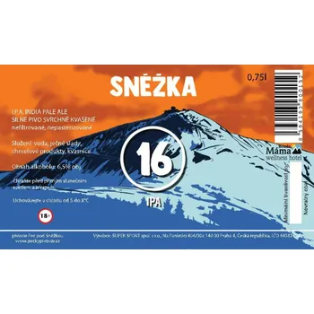 Pivo ETIKETA pivní IPA 16,03° - Etiketa Pivo Sněžka 0,75l