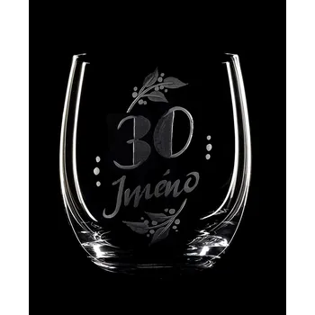 Sklenice Sklenka na whisky k 30 narozeninám - ručně ryté (broušené), dárková krabička