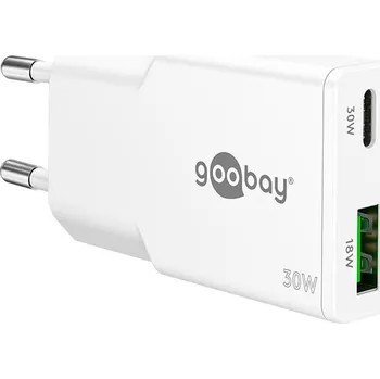 Nabíječka baterií Síťový GaN adaptér USB-C + USB-A (30W)