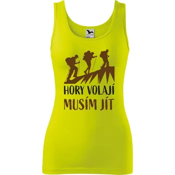 Dámské oblečení Dámské tílko s potiskem Hory volají Velikost: XL, Barva: Limetková