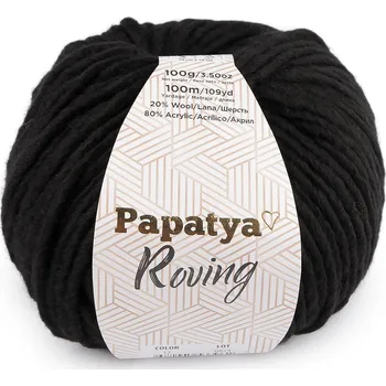 Příze Pletací příze Papatya Roving 100 g, barva 6 (12) černá