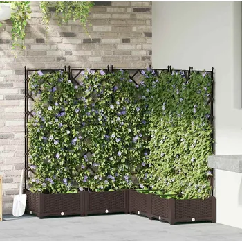 Truhlík vidaXL Zahradní pěstebník 5 pcs Hnědá 120 x 120 x 125,5 cm Ocel [42002819]