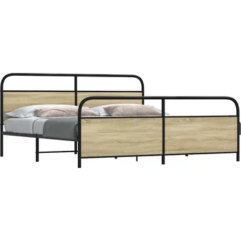 Ložnice vidaXL Kovový rám postele bez matrace 183 x 213 cm [3318653] Barva: dub sonoma