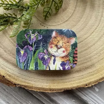 Dóza na potraviny Dózička Out At Night 6*4*1,5 cm, Alex Clark (Plechová dóza s kočkou)