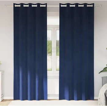 Závěs vidaXL Zatemňovací závěsy 2 pcs Tmavě modrá 140 x 245 cm samet [4107196]