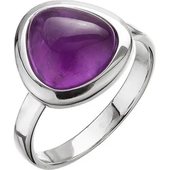 Šperk Stříbrný prsten trojúhelník s pravým ametystem 15027.3 58