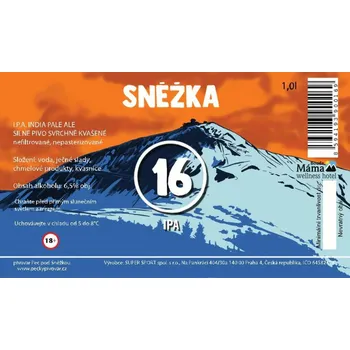 Pivo ETIKETA pivní IPA 16,03° - Etiketa Pivo Sněžka 1l
