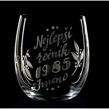Sklenice Sklenka na whisky, nejlepší ročník 1985 - ručně ryté (broušené), dárková krabička
