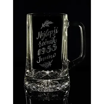 Sklenice Půllitr nejlepší ročník 1955 jméno na přání - ručně ryté (broušené)