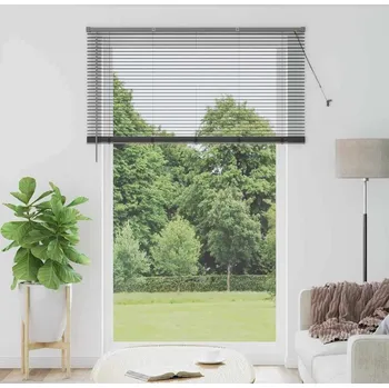 Roleta vidaXL Žaluzie na okno se záclonami Tmavě šedá Hliník [42006105]