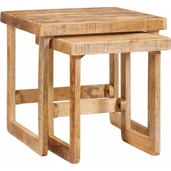 Konferenční stolek vidaXL Hnízdové stolky 2 pcs Hnědá Masivní mangové dřevo [4104557]