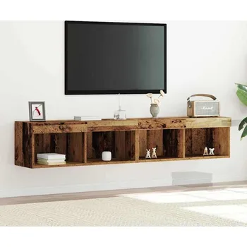 Televizní stolek vidaXL Sestava TV skříněk Nástěnný 2 pcs Staré dřevo 80 x 30 x 30 cm [862201]