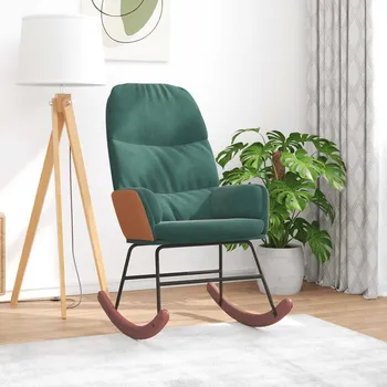 Křeslo vidaXL Houpací židle samet [4102626] Barva: Tmavě zelená