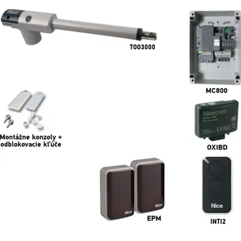 Pohon brány Sada pohonu NICE TOO TOO3000 pro jednokřídlou bránu - jedno křídlo 3m/300kg s fotobuňkami