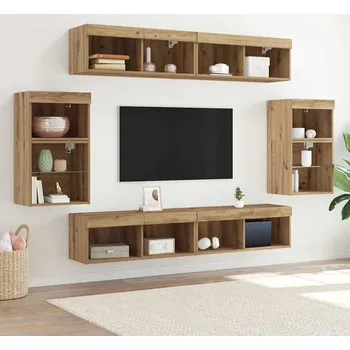 Televizní stolek vidaXL Sestava TV skříněk Nástěnný 8 pcs dub artisan Kompozitní dřevo [3334387]