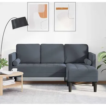 Pohovka vidaXL Set pohovek Tmavě šedá 173 x 131 x 67 cm samet [42001926]