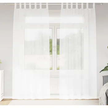Roleta vidaXL Voile Záclona se záclonami 2 pcs Bílá 245 x 140 cm Polyester [4108035]