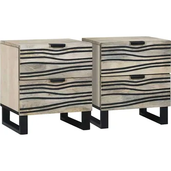 Noční stolek vidaXL Noční skříňka se zásuvkou 2 pcs Bílá a černá 40 x 33 x 46 cm [4017971]