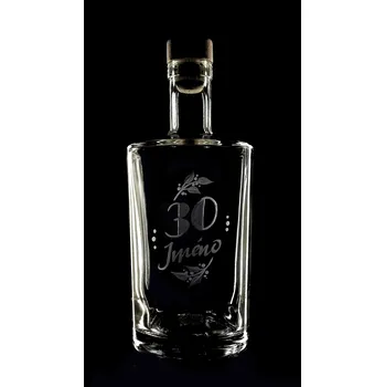 Sklenice Lahev na slivovici 0,7l k 30 narozeninám s vlastním jménem - ručně ryté (broušené), dárková krabička, možnost jména na přání