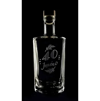 Sklenice Lahev na slivovici 0,7l k 40 narozeninám s vlastním jménem - ručně ryté (broušené), dárková krabička, možnost jména na přání