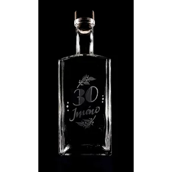 Sklenice Lahev na slivovici 0,5l k 30-tinám s vlastním jménem - ručně ryté (broušené), dárková krabička, možnost jména na přání
