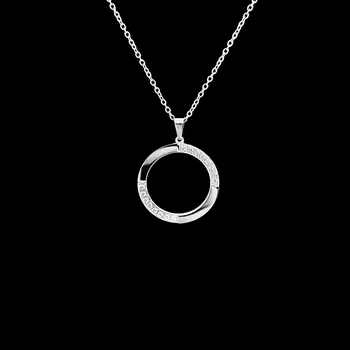 Náhrdelník Náhrdelník z chirurgické oceli s kruhovým přívěskem zdobeným třpytivými krystaly č. 1635