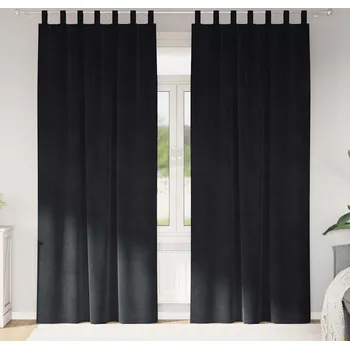 Závěs vidaXL Zatemňovací závěsy 2 pcs Černá 140 x 260 cm samet [4107177]